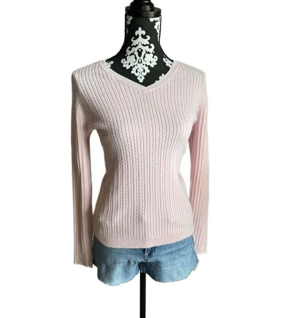 100% cotton baby pink V-Neck Sweater Size M